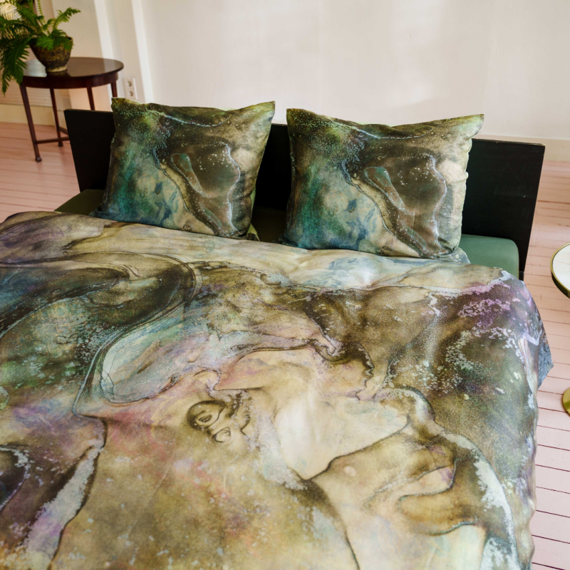 Kayori - Chouda - Påslakan  - Bomull Satin - 150x210 - Grön