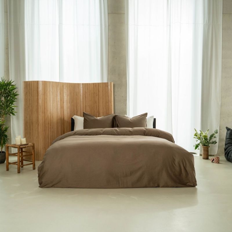 Kayori dekbedovertrek Edo Katoensatijn - Khaki