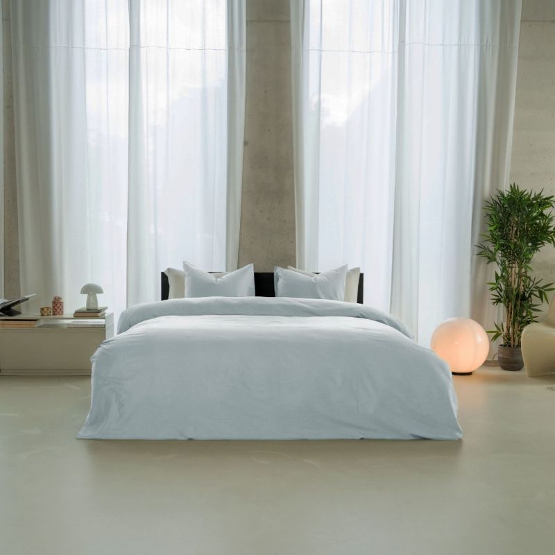 Kayori dekbedovertrek Emma katoensatijn - Lichtblauw 