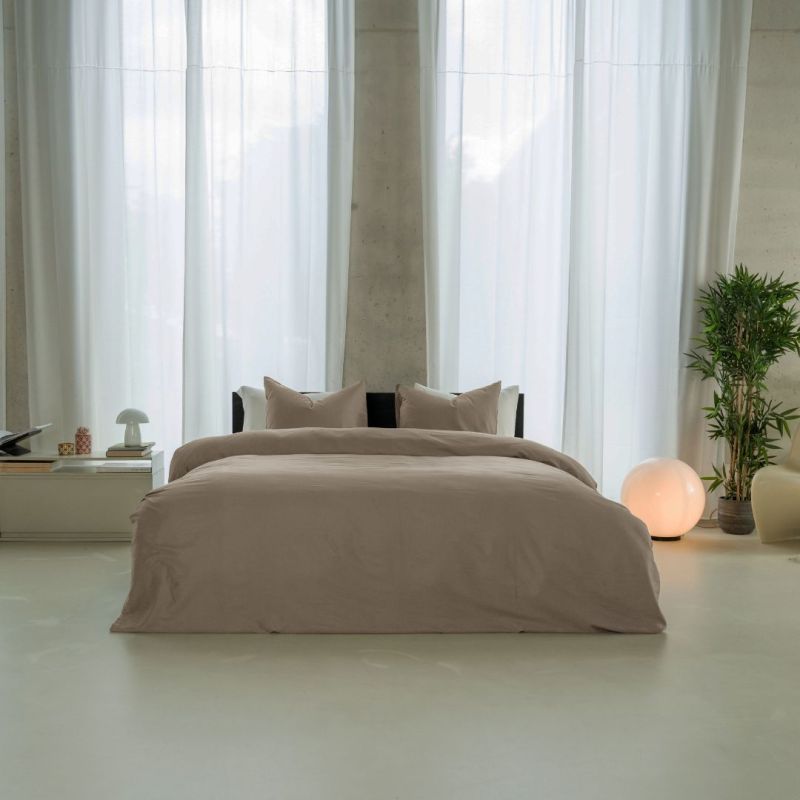 Kayori dekbedovertrek Emma katoensatijn - Taupe 