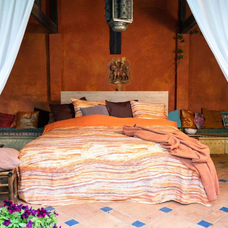 Kayori Suga - Dekbedovertrek-Katoensatijn-240/200-220-Oranje