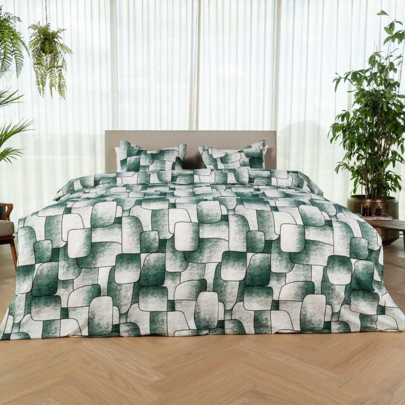 Kayori dekbedovertrek Mariko Katoen - Donkergroen 