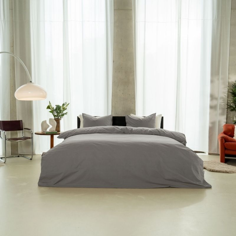 Kayori dekbedovertrek Puro katoenperkal - Warmgrijs