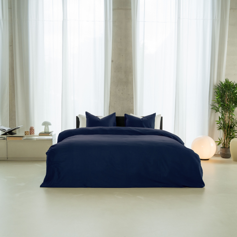 Kayori dekbedovertrek Saya Katoensatijn - Navy