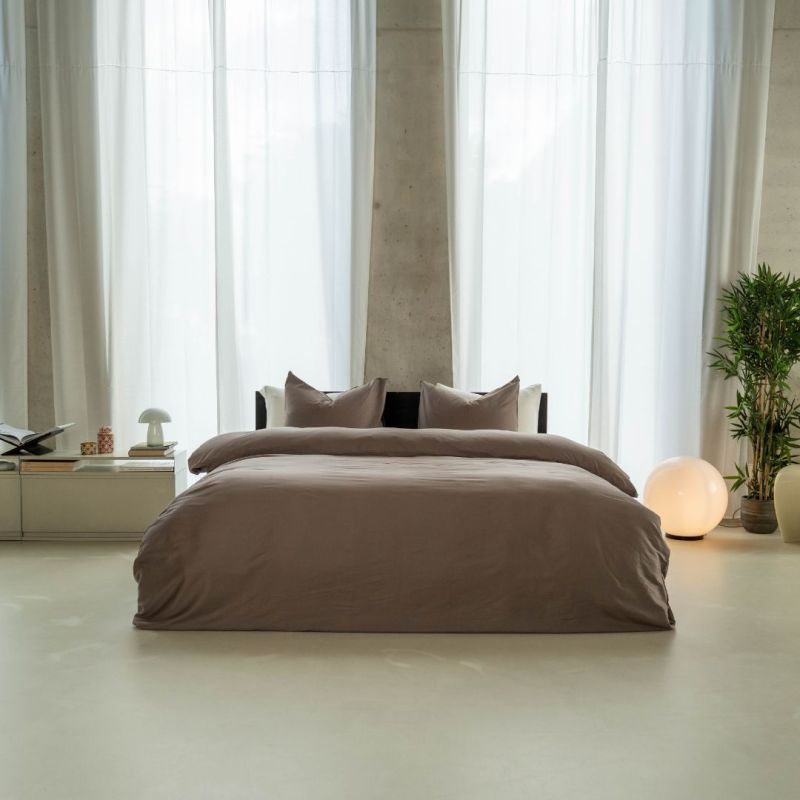 Kayori dekbedovertrek Saya Katoensatijn - Taupe