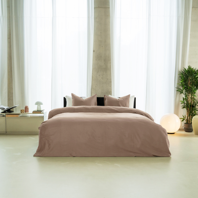 Kayori dekbedovertrek Saya Katoensatijn - Mokka