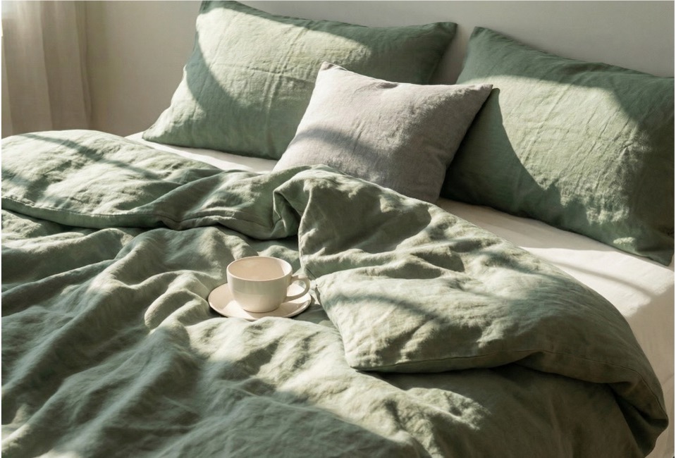 Kayori beddengoed in warm daglicht